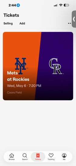 2 tickets Rockies vs. Mets