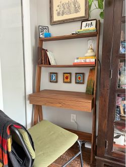 Leaning Wooden Ladder Desk, by Sand & Stable