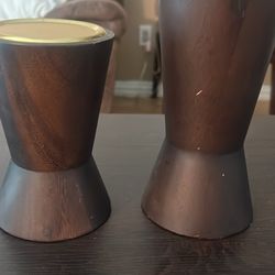 Set Of Dark Brown Candle Holders 