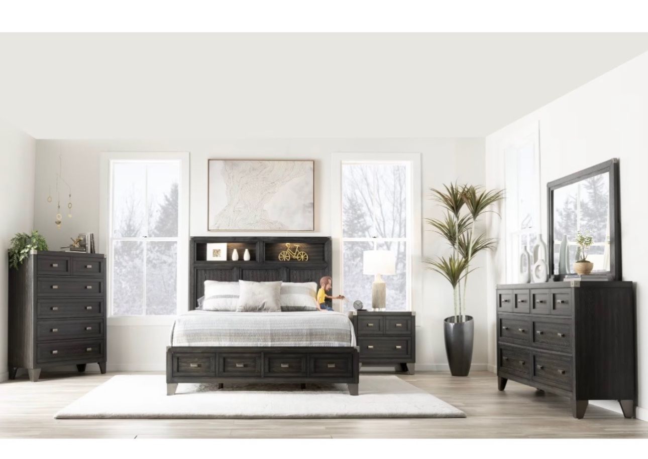 Black Wood Bedroom Furniture Set 