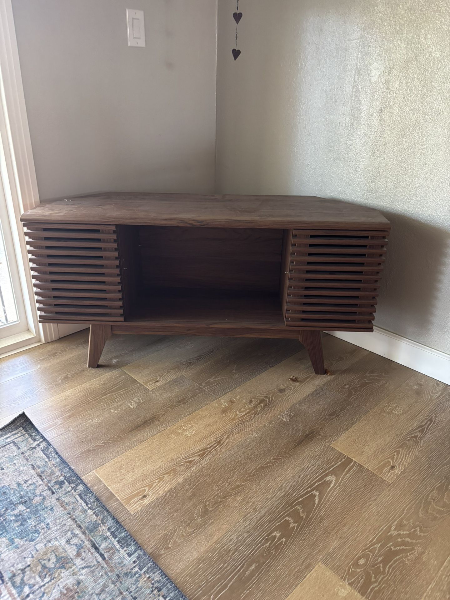 Solid Wood TV Stand and Matching Shelf