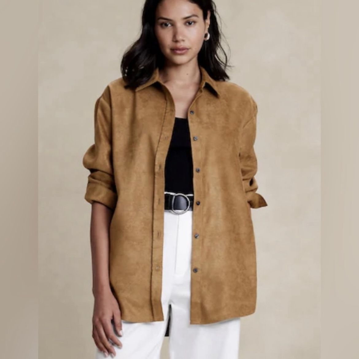 Banana Republic Oversized Vegan Suede Shirt, M