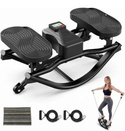 NEW Rocking Exercise Stepper Low Impact Rock Stepper Machine with Resistance Bands New, Open Box 330 Pound Max Capacity