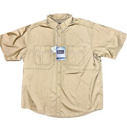5.11 Tactical Taclite Pro Short Sleeve Shirt Men’s Khaki Patch Removed