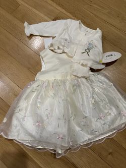 Baby Girl Dress With Sweater Size 18 Months Cream Color