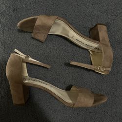 Pink/beige Block Sandal Heels 