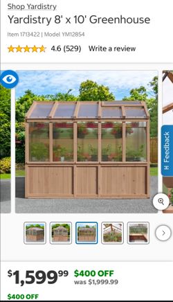 YARDISTRY 8'X10' GREEN HOUSE CERTIFIED WOOD