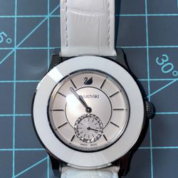 Swarovski Women's Octea White Dial Leather Strap Watch