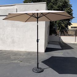 (NEW) $70 Patio Umbrella Set (10 FT Umbrella and 26lbs Weight Base) Tilt Crank, Outdoor Garden Market 