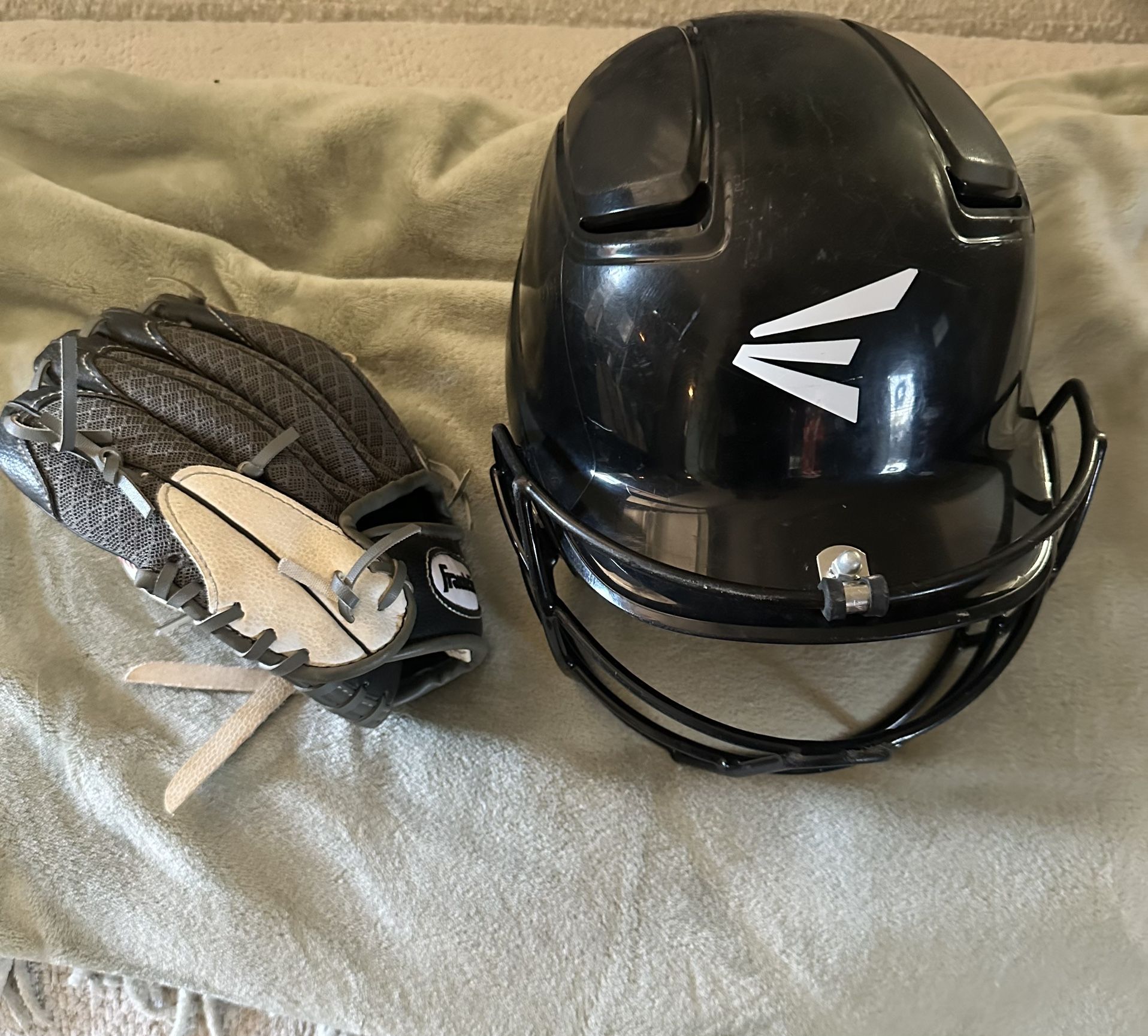 Youth Baseball Glove And Batting helmet 