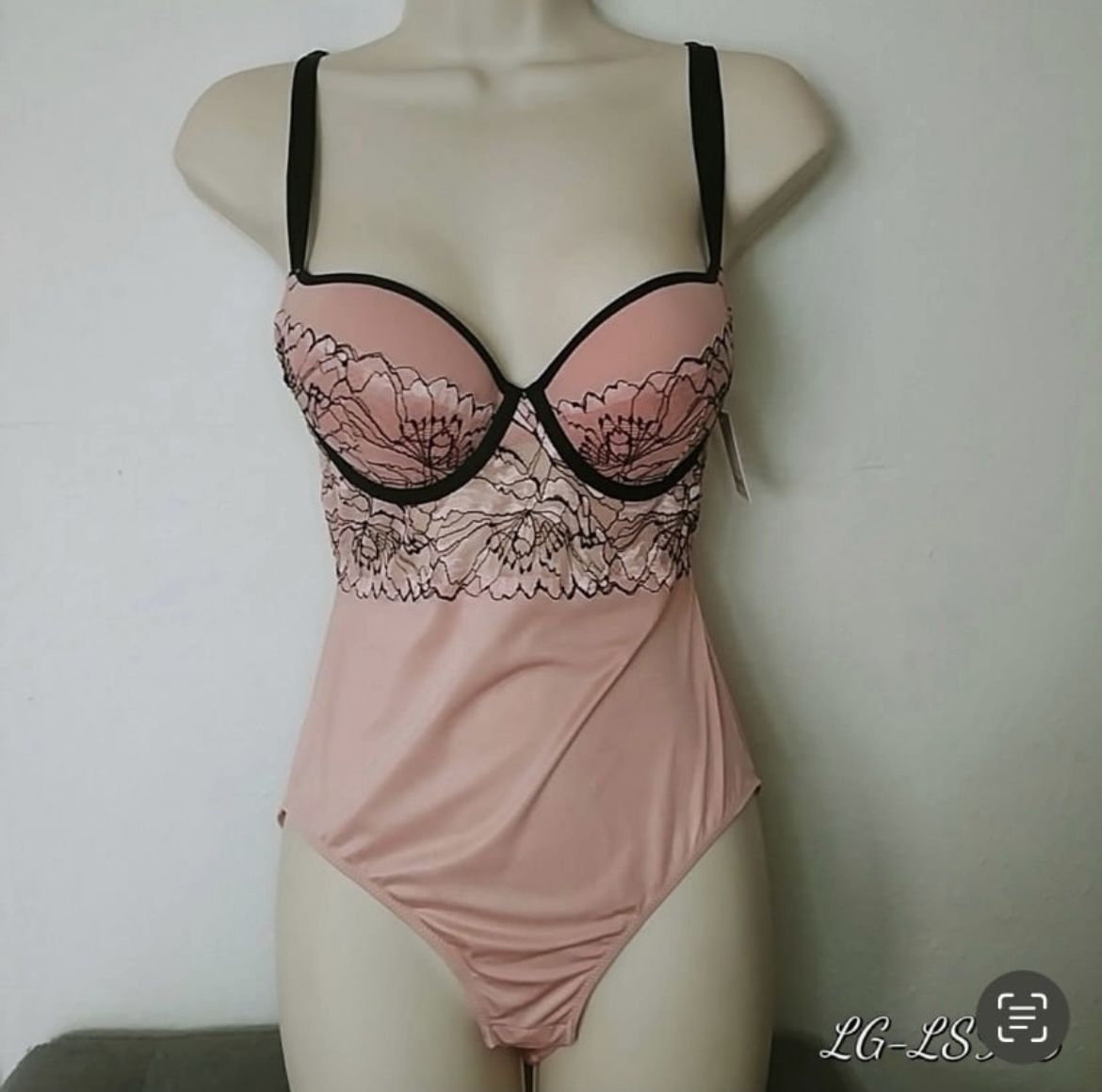 Pink Babydoll Lingerie Floral Lace Size Small New. (N