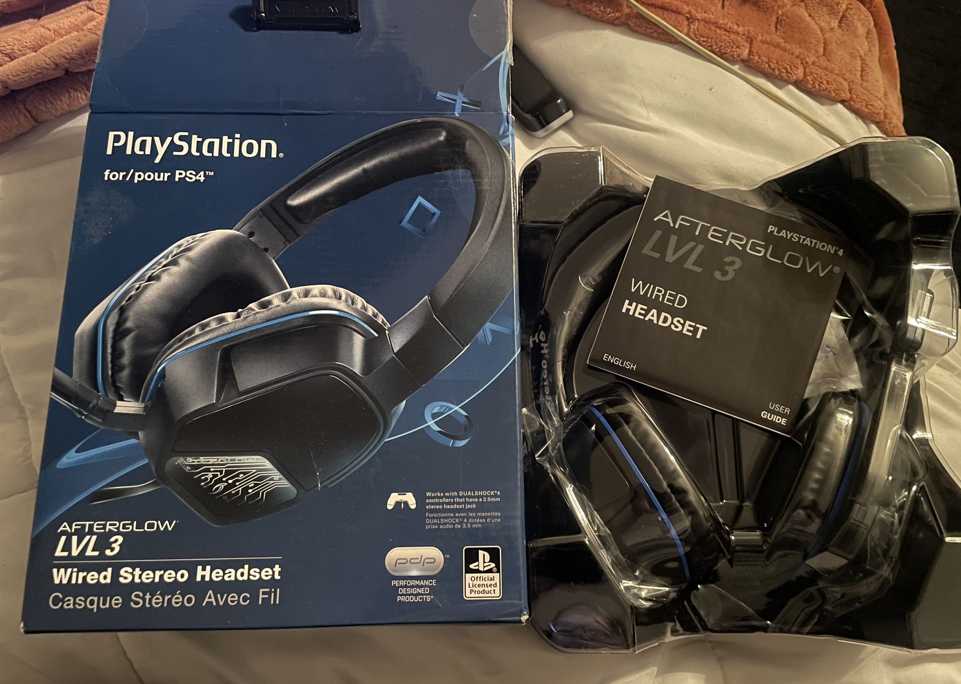 New Playstation Afterglow LVL 3 wired PS4 headset.