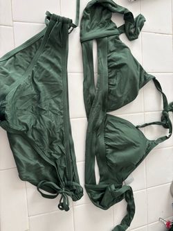 Green Bikini Set with Tie Details