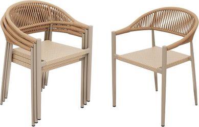 K455 $220  4pcs Dining Chair Set, Stackable Rattan Armchairs, Aluminum Patio Furniture for Garden Backyard Poolside Bistro Restaurant (Brown)  It has 