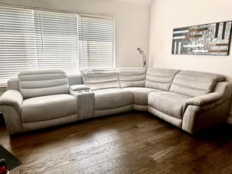 Recliner Suede Leather Modern Sectional Sofa Set
