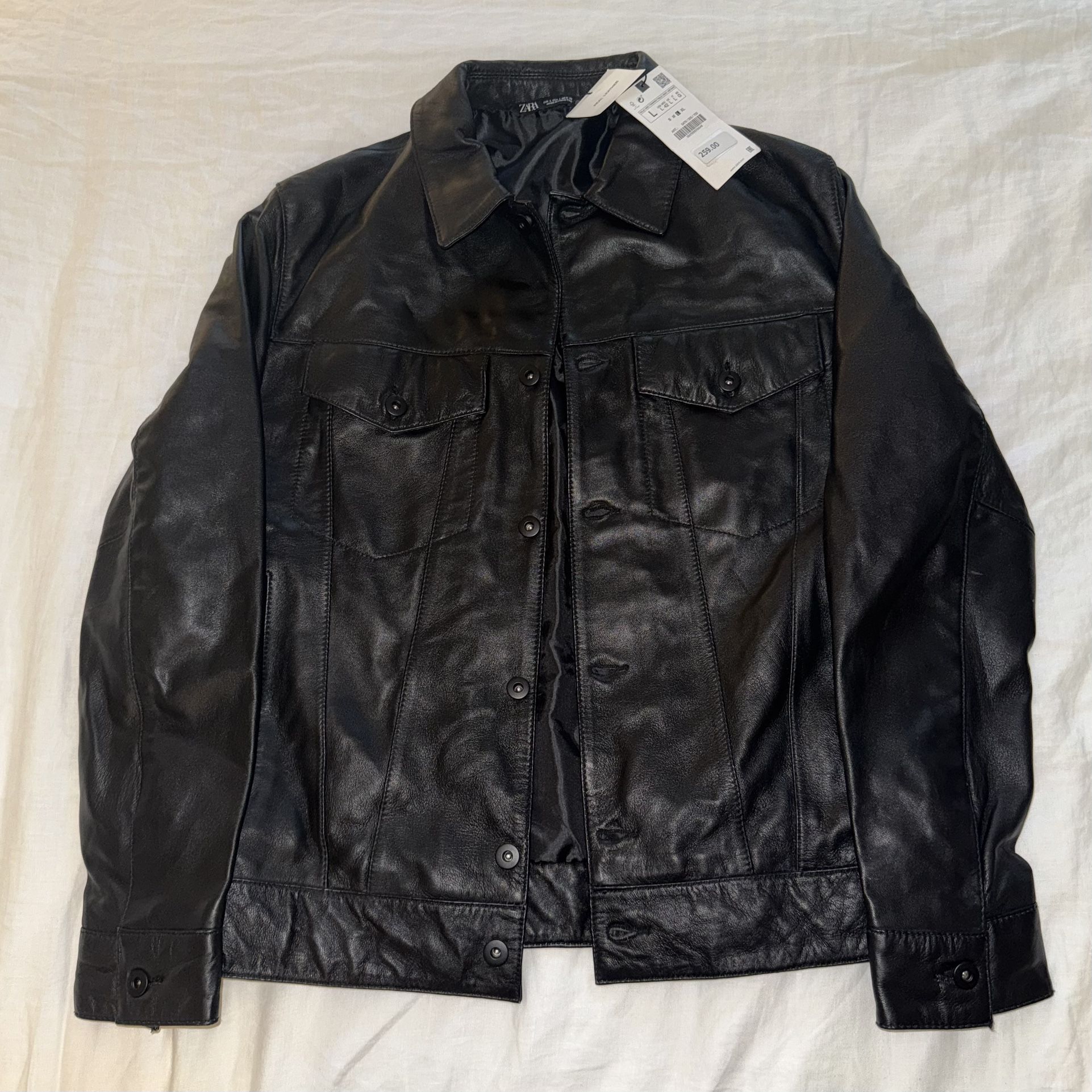 Zara Real Leather Jacket Mens Large