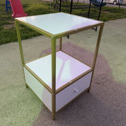 24” White & Gold Nightstand 