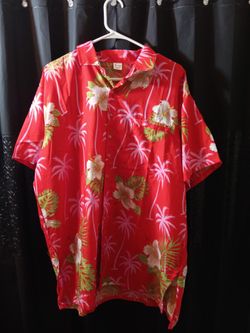 Vintage Zury Mens XXXL Red Hawiian Botton Down Short Sleeve Shirt