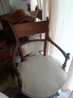 Pair of Antique Marquetry Inlaid Wood chairs