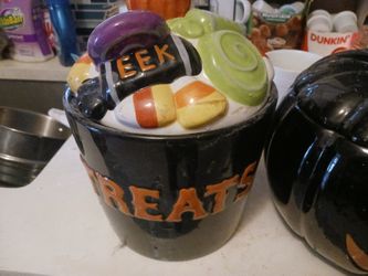 Cute Halloween Ceramic Candy Jars 🎃♥️🧡🍭🍬🍫🥮🍂🍁
