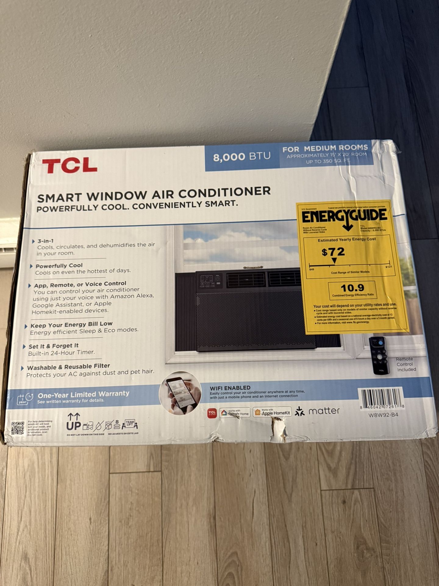 TCL 8,000 BTU SMART WINDOW AIR CONDITIONER, BLACK - W8W92-B4