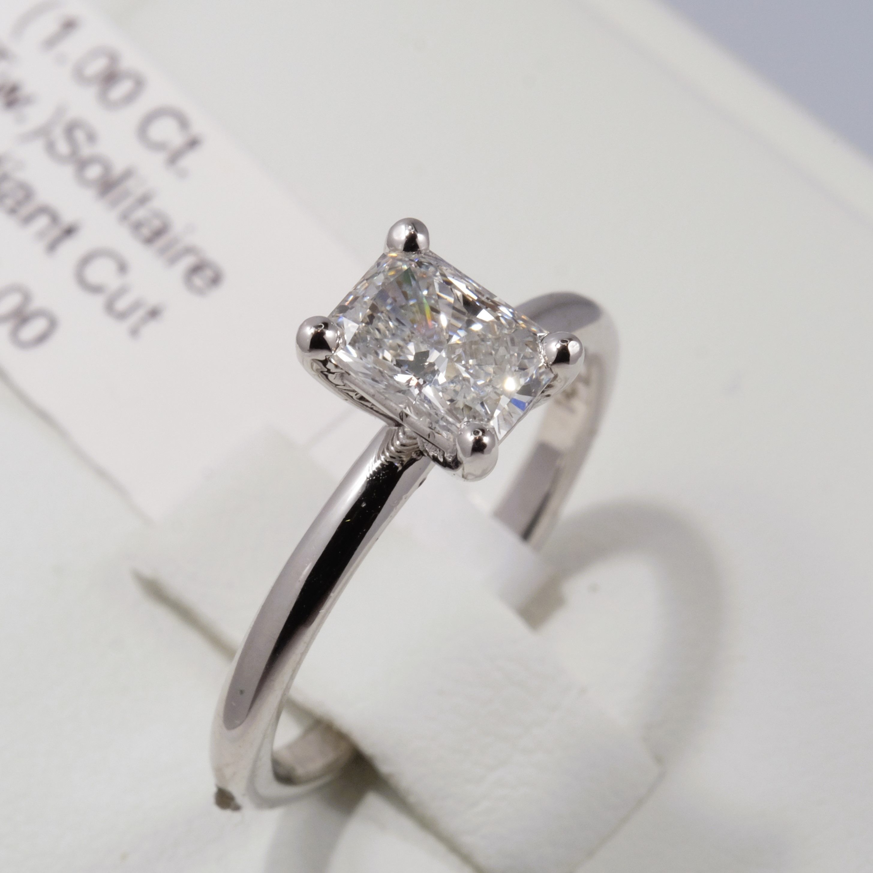 New Radiant-Cut Diamond Ring. 1 Carat