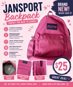 Brand new pink Jansport backpack perfect for back to school!!!!!