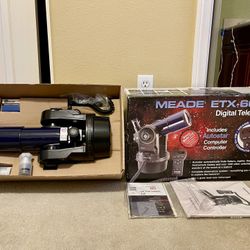 Meade ETX-60 AT Refractor Telescope Blue Tube Open Box Complete Never Used