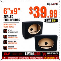 Pair Sealed 6"x9" Speaker Enclosures MDF Wood Carpeted Boxes Set 🚨 Payment Options Available 🚨 No Credit Needed 🚨