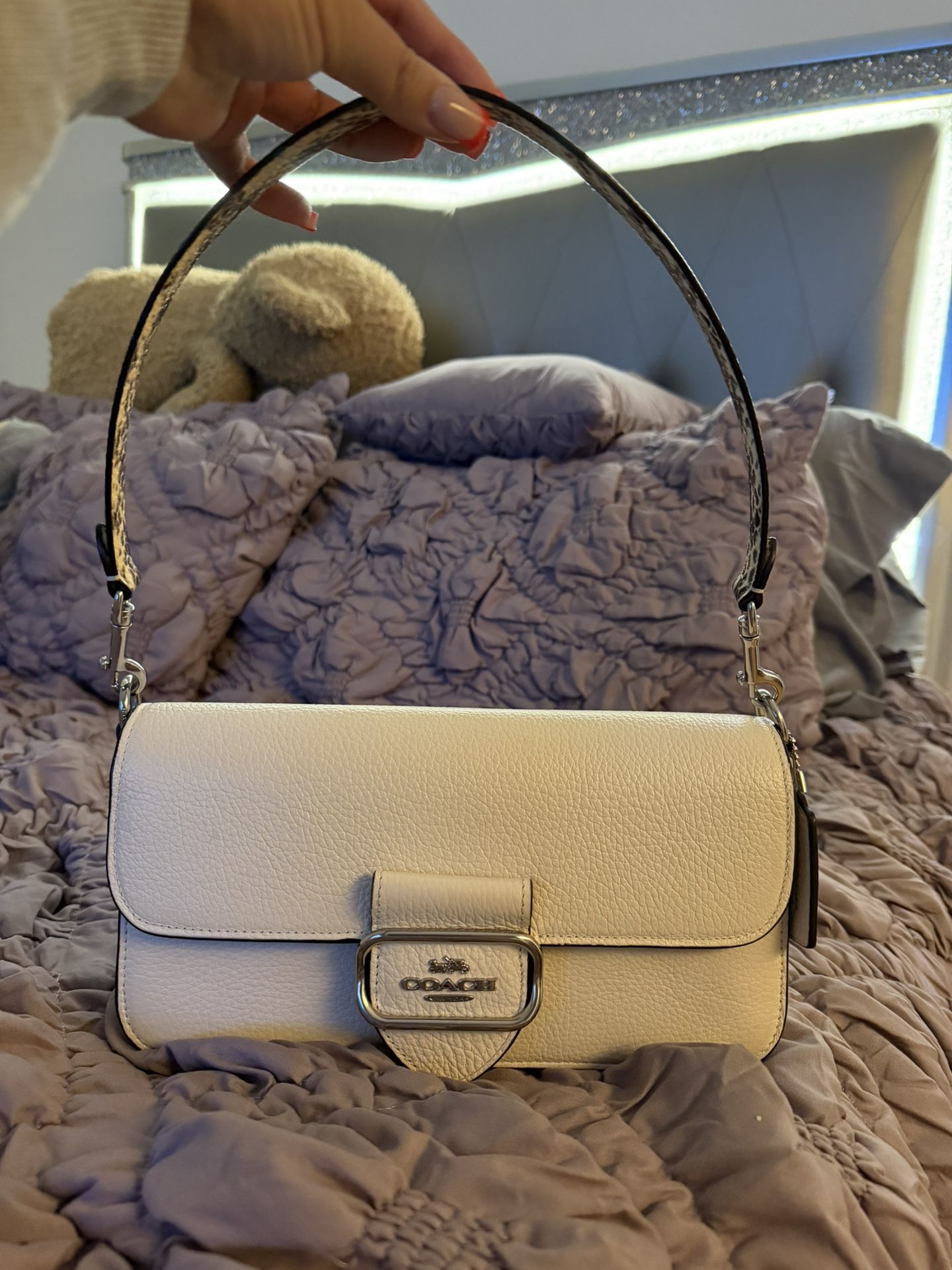 Coach Morgan Snake Embossed Leather Shoulder Bag