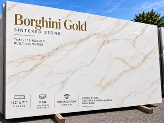 Borghini Gold Sintered Stone Slab – 142” x 71” – 2CM