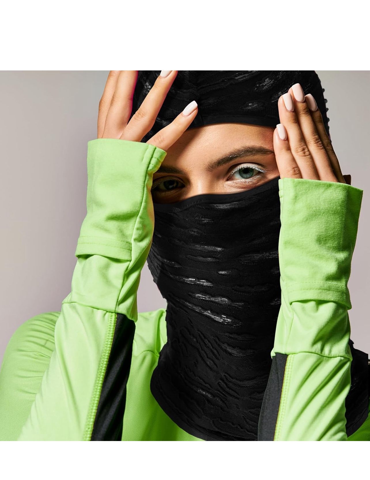 Distressed Balaclava Cosplay Ripped Face Mask Punk Style (white)