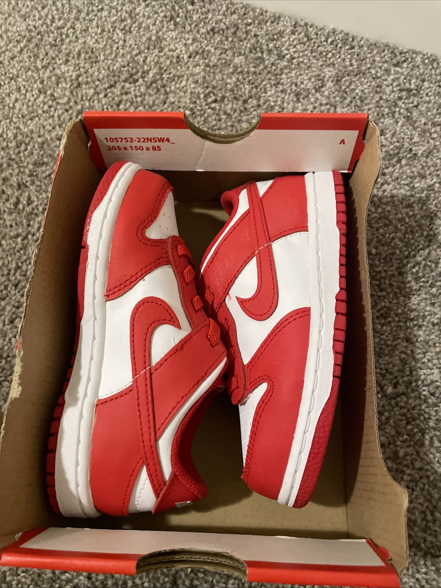 Nike Dunk Low Red/White Size 10c