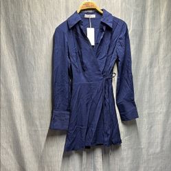 MNG Mango blue wrap Dress size 2 NWT