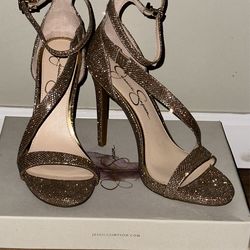 Jessica Simpson Gold Glitter Heels, Size 8.5