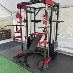 Smith Machine 200 | Adjustable Bench | 245lb Cast Iron Olympic Weights | 7ft Olympic Bar | Fitness | Gym Equipment | FREE DELIVERY/INSTALLATION 🚚 🛠️
