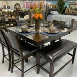Fulton Dark Brown Counter Height Set / Dining table and Chairs 939