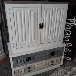 Rustic Grey And White Tall Dresser 