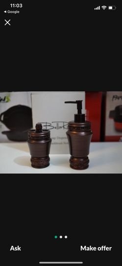 New Bella Russo 10X Magnification Mirror, Waste Basket, Soap Dispenser Soap Dish, Tissue And Toothbrush Holder Set