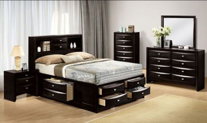 Brand New Black 4pc Queen Bedroom Set (Available in Eastern King)