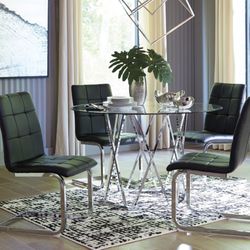 Madanere Black-Chrome 5-Piece Dining Room Set


