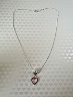 Pink Heart Sterling Silver Necklace 