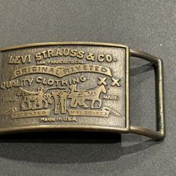 Levi Strauss & Co Brass Belt Buckle Original Riveted Vintage Quality Made In USA. Fits 1.5” Belt. 