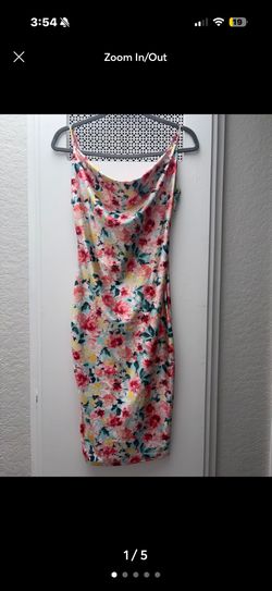Floral Print Cowl Neckline Dress