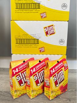 Slim Jim Smoked Jerky Snack Sticks, Original Flavor, 6g Protein Per Serving, 0.28 oz. (14-Count)