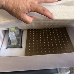 Brushed Gold Shower System kit, a luxury bathroom fixture designed for a modern rain-style shower