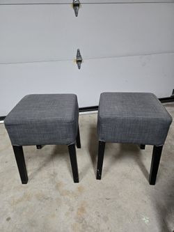 Gray Cloth Footrests/Ottomans (x2)