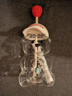 2026 new Starbucks bearista pink bear glass tumbler cold cup straw 20 oz gift