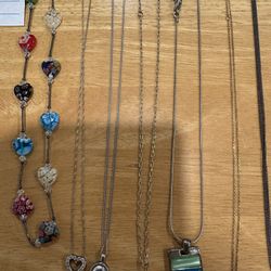 Lot Of Silver NECKLACES 