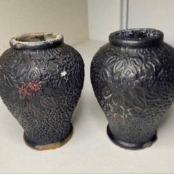 Pair Japanese Vases Antique 